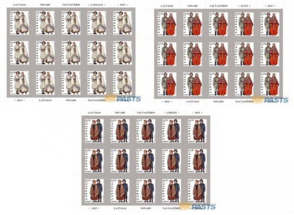 Latvia Lettland Lettonie 2025 Definitives National dresses Set of 3 sheetlets MNH