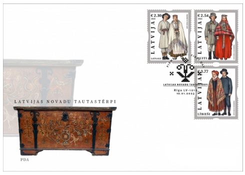 Latvia Lettland Lettonie 2025 Definitives National dresses Set of 3 stamps FDC