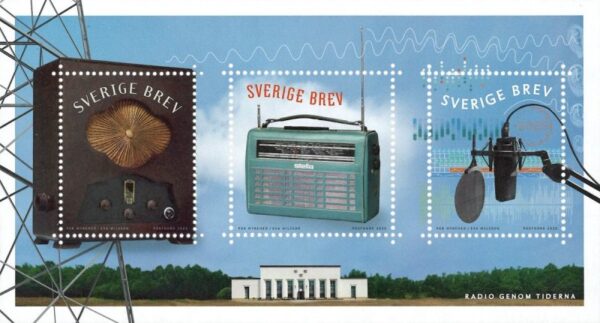 Sweden Suède Suède 2025 Radio through the ages Set of 3 stamps in block MNH