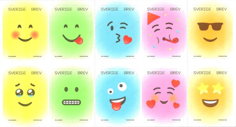 Sweden Suède Suède 2025 Greeting Heart on your sleeve Set of 10 stamps in block / booklet MNH - Image 1