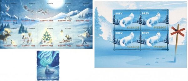Sweden Suède Suède 2024 Christmas Arctic wildlife Full set of stamps and block's / sheetlets MNH