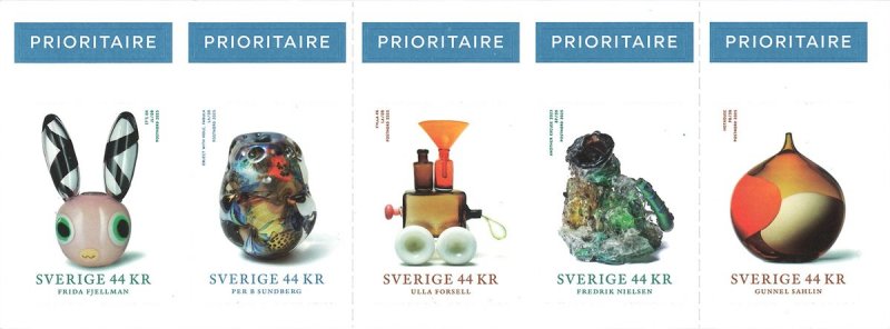 Sweden Suède Suède 2025 Swedish art glass Set of 5 stamps in block / booklet MNH - Image 1