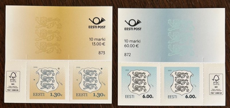 Estonia Estland Estonie 2025 Definitives State Coat of Arms Full Set of 2 top strips MNH - Image 1