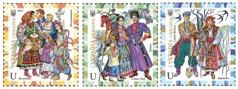 Ukraine 2025 National dresses Kursk Belgorod Kuban Set of 3 stamps MNH