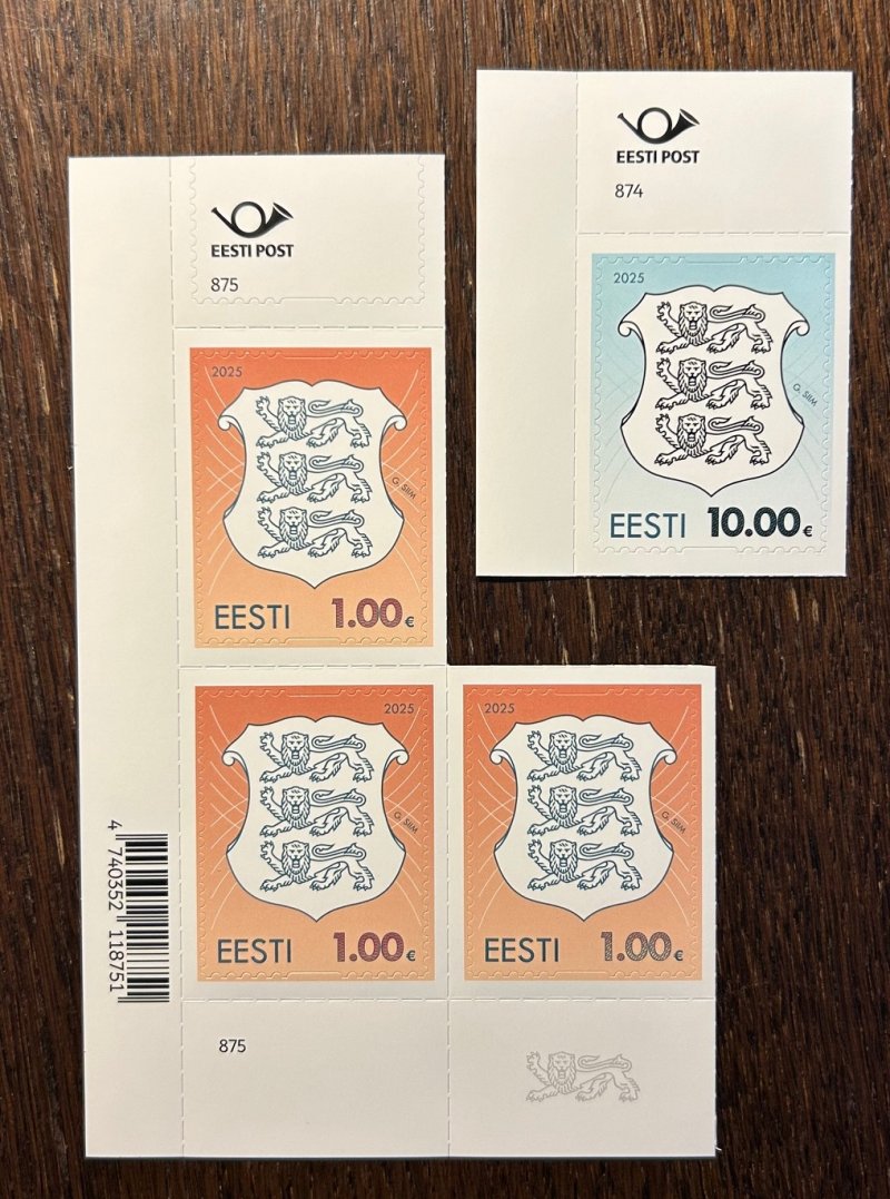 Estonia Estland Estonie 2025 Definitives State Coat of Arms 1 and 10 EUR FULL set of 4 stamps MNH - Image 1