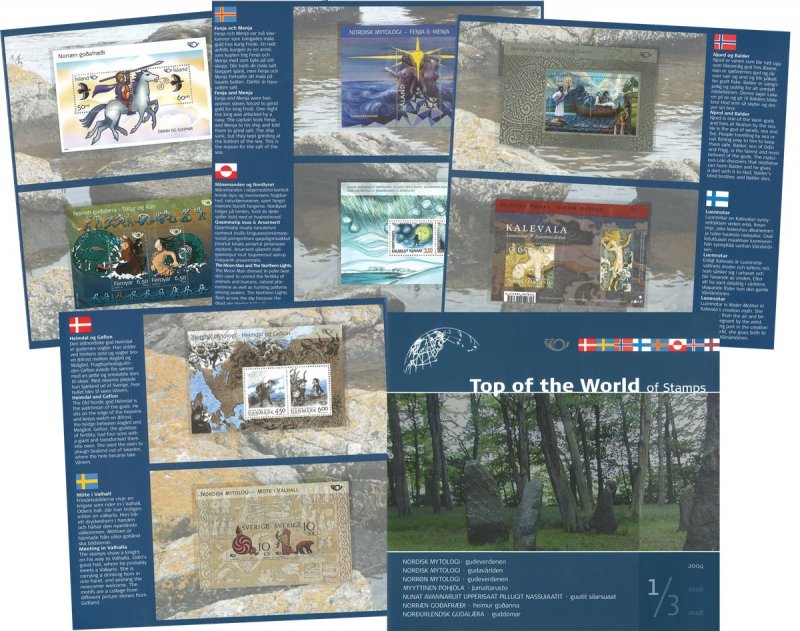 Scandinavian 2004 Joint issue Mythology Set of 8 block's in special booklet MNH - Image 1
