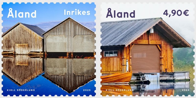 Aland Finland 2025 Boathouses Ships Set of 2 stamps MNH - Image 1