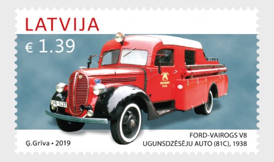 Latvia 2019 Museum cars Firefighter Ford Vairogs 1938 Stamp MNH