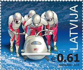 Latvia 2018 Olympic Pyeongchang Olympics Bobsleigh Stamp MNH