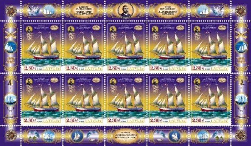 Latvia 2025 Historical ships Sailship Director Sheetlet MNH - Image 1
