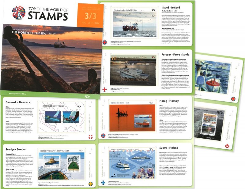 Scandinavia 2014 Life by the sea Ships Scandinavian joint issue set of 8 blocks in special booklet MNH - Image 1