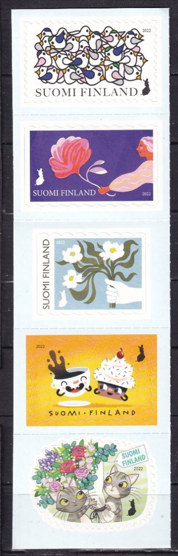 Finland 2022 Greeting stamps Congratulations! Posti Set of 5 stamps in strip MNH