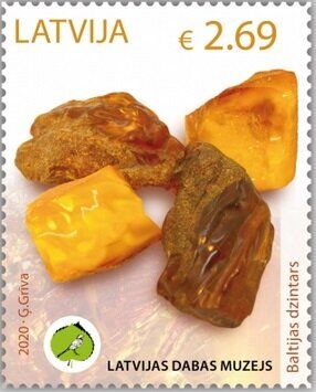 Latvia 2020 Treasures of the Museum of Nature Minerals Baltic Amber Stamp MNH