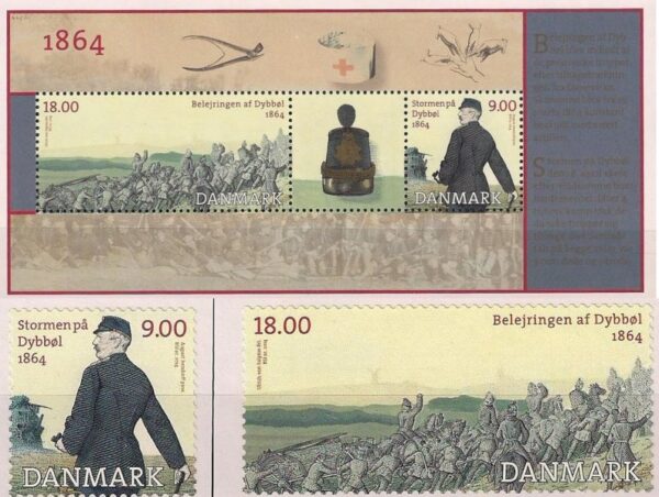 Denmark Danemark Danmark 2014 150th Anniversary of the Battle of Dybbøl Set of 2 stamps and block MNH