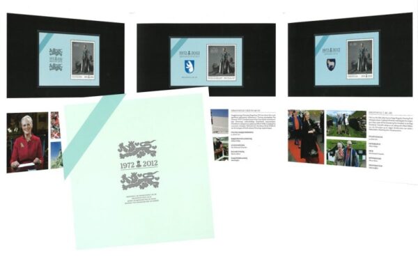 Faroe Islands Denmark Greenland 2012 Danish Queen 40 years reign Block's of 3 countries in special booklet MNH