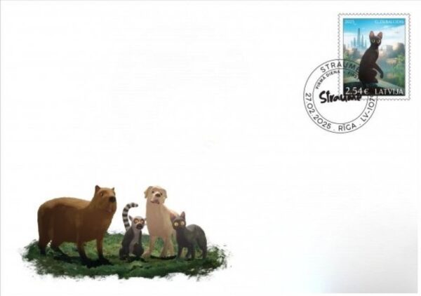 Latvia 2025 Animated film Flow Cat RARE type I stamp FDC
