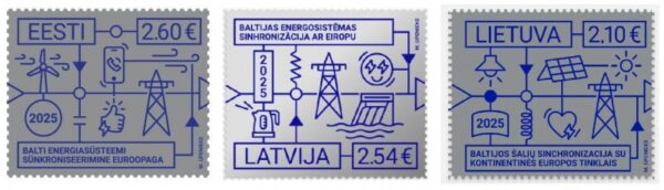 Estonia Latvia Lithuania 2025 Integration of the Baltic States into the European electricity system Joint issue Set of 3 stamps MNH