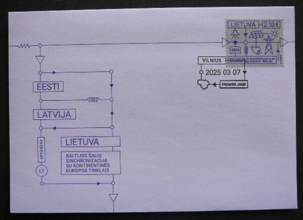 Lithuania 2025 Integration of the Baltic States into the European electricity system Stamp FDC