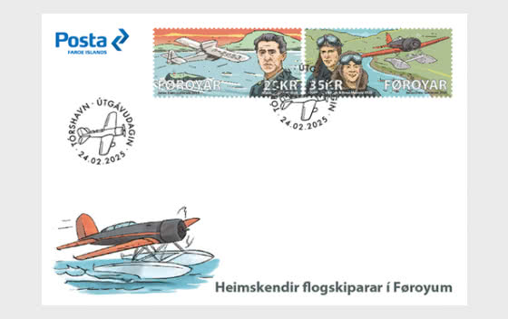 Faroe Islands Denmark 2025 Airplanes Famous Pilots FDC