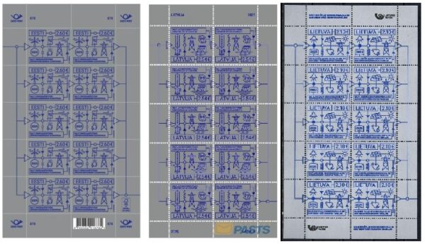 Estonia Latvia Lithuania 2025 Integration of the Baltic States into the European electricity system Joint issue Set of 3 sheetlets MNH
