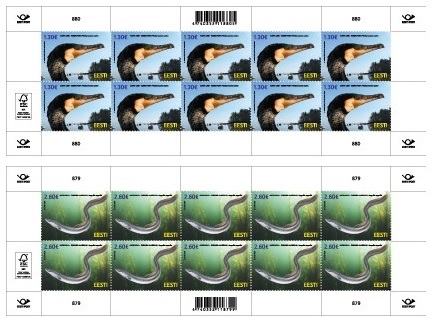 Estonia 2025 Fauna Nature Bird and Fish of the Year Set of 2 sheetlets MNH