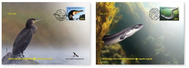 Estonia 2025 Fauna Nature Bird and Fish of the Year Set of 2 FDC's - Image 1