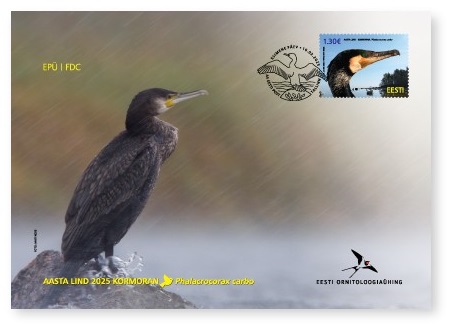 Estonia 2025 Fauna Nature Bird of the Year Cormorant Stamp FDC