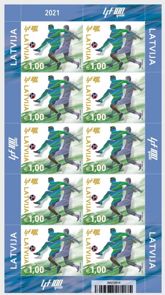 Latvia 2021 Latvian Football Federation 100 ann soccer Sheetlet MNH