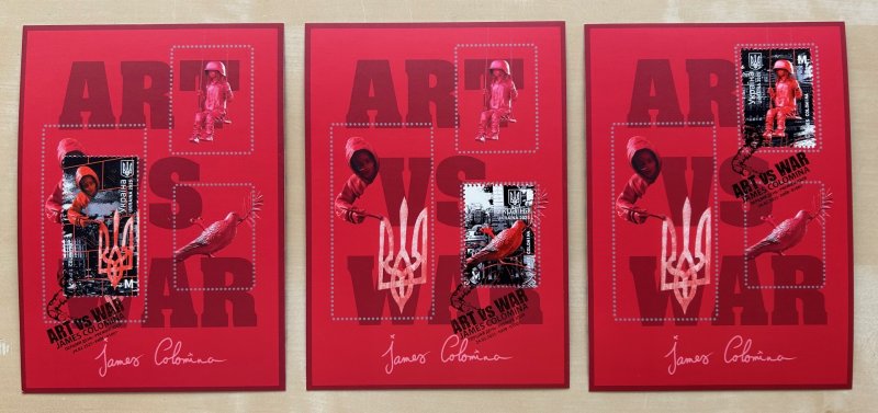 Ukraine 2025 ART vs WAR James Colomina Set of 3 maxicards - Image 1