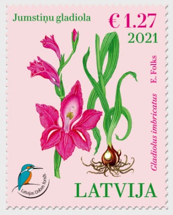 Latvia 2021 National Fund for Nature Shingled Gladiolus flower Stamp MNH