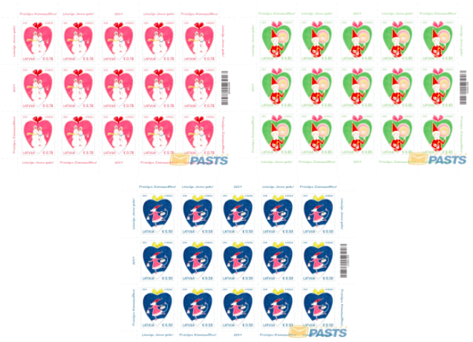 Latvia 2019 Merry Christmas and Happy New Year ! Set of 3 sheetlets MNH - Image 1