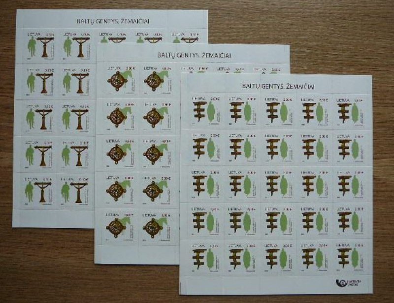 Lithuania 2025 Balt tribes Samogitians Archeology Ethnography Definitives Set of 3 sheetlets MNH - Image 1