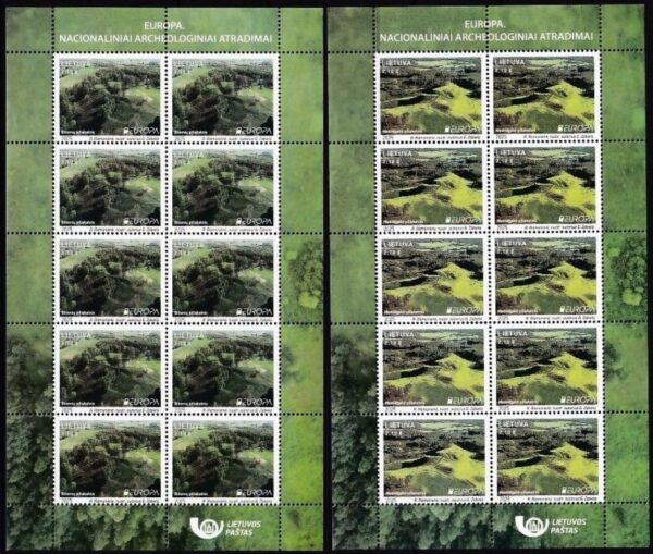 Lithuania 2025 Europa CEPT Archaeological mounds Set of 2 sheetlets MNH