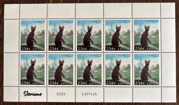 Latvia 2025 Animated film Flow Cat Type II Sheetlet MNH