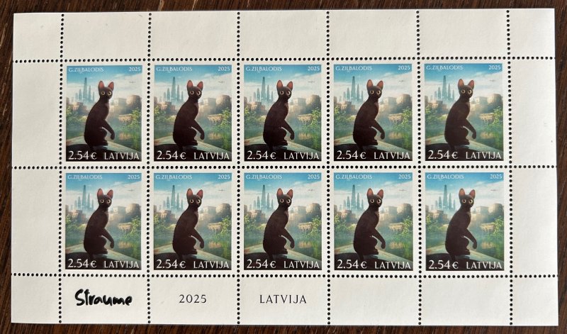 Latvia 2025 Animated film Flow Cat Type II Sheetlet MNH - Image 1