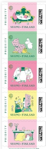 Finland 2025 Moomins trolls 80 ann Set of 5 stamps in strip MNH