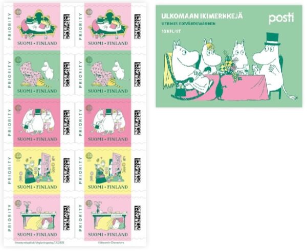 Finland 2025 Moomins trolls 80 ann 2 sets in booklet MNH