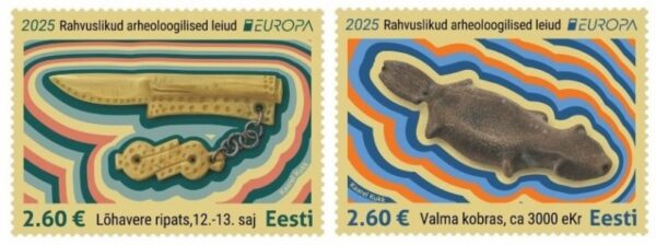 Estonia 2025 Europa CEPT Archaeological discoveries Europa logo only Set of 2 stamps MNH