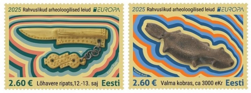 Estonia 2025 Europa CEPT Archaeological discoveries Europa logo only Set of 2 stamps MNH - Image 1