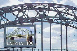 Latvia 2004 Train on railways bridge in Riga block MNH
