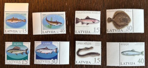 Latvia 2002 - 2005 Rare Latvian fishes Full set of 8 stamps 4 Years MNH