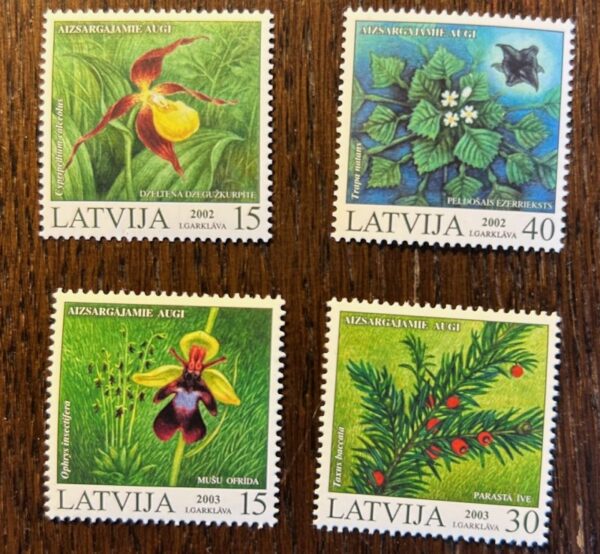 Latvia 2002 - 2003 Rare Latvian flowres Orchids Full set of 4 stamps 2 Years MNH
