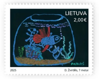 Lithuania 2025 Children drawing My pet Aquarium fish Stamp MNH