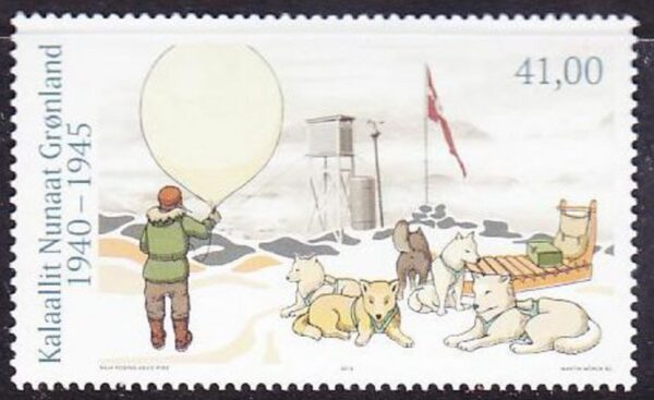 Greenland Denmark 2019 Life During WWII Meteostation Dogs stamp MNH