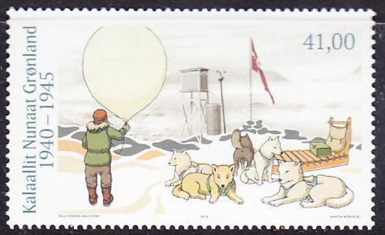 Greenland Denmark 2019 Life During WWII Meteostation Dogs stamp MNH - Image 1