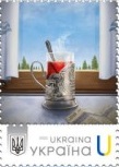Ukraine 2025 Ukrainian Railways Cup holder with a steam locomotive ticket Stamp with label MNH