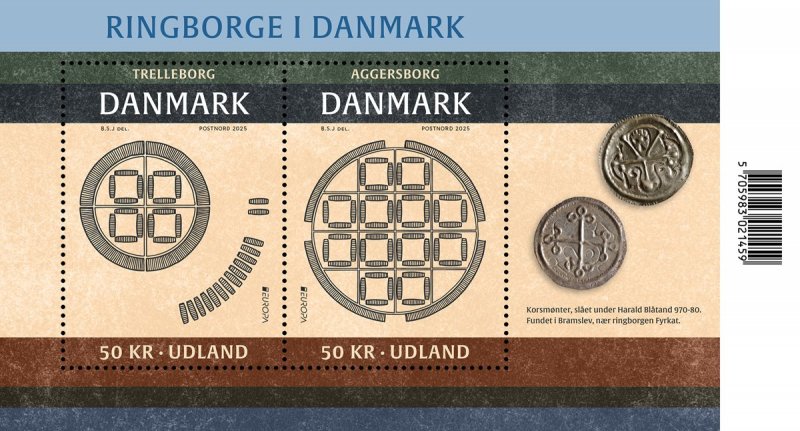 Denmark 2025 Europa CEPT Archeology PostNord Set of 2 stamps in block MNH - Image 1