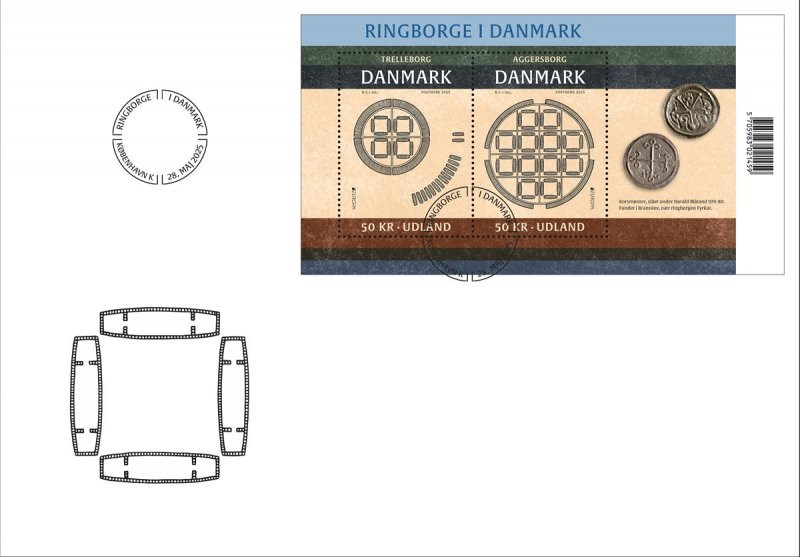 Denmark 2025 Europa CEPT Archeology PostNord Set of 2 stamps in block FDC - Image 1