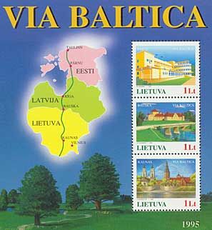 Lithuania 1995 Via Baltica Motorway joint issue with Estonia and Latvia Block MNH