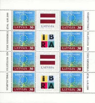 Latvia 1999 Council of Europe 50 ann IBRA Exhibition Sheetlet with labels MNH